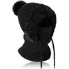 TAGVO Cappello Invernale in Maglia con Pom Pom, Berretto Beanie in Pile Regolabile con Coulisse, Passamontagna per Donna, Attività all'Aperto e Sci