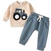 WWricotta 2 pezzi set di abbigliamento per bambini neonato trattore macchina tuta da jogging manica lunga felpa + pantaloni abbigliamento per bambini set di abbigliamento pullover e pantaloni set due pezzi tute