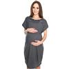 MijaCulture Camicia da Notte 3 in1 Cotone Premaman/Allattamento/per Parto Ospedale 4123
