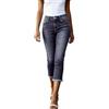 Onsoyours Capri Jeans Donna Estivi a Vita Alta Pantaloni Pinocchietto 3/4 Jeggings Elasticizzati con Tasche A Grigio Scuro L