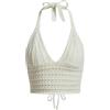 Naileksi Top da Donna con Lacci Senza Schiena, all'Uncinetto, Crop Top Y2k, Slim Fit, Senza Maniche, Scollo a V, Retro con Lacci, Canotta, Beige, S