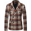 LIUYUYOUGO Giacca Uomo Elegante, Giacche da Uomo in Tweed Eleganti Casual Blazer A Quadri Vintage Doppiopetto Giacche da Abito Invernali in Lana Scozzese Cappotti Sportivi Classici Business Abito da