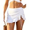 SHEKINI Donna Gonna da Nuoto Elegante Slim Gonna da Bagno Ruched Sportivo Costumi da Bagno Donna Costruito nel Bikini Pantaloni Gonna Corta Vestito da Spiaggia(S, Bianco)