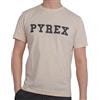 PYREX ORIGINAL - T-Shirt da Uomo in Cotone, Girocollo, Manica Corta, Logo Frontale Grande - Art.45101 (Crema, XL)