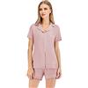 SAMGU Pigiama Donna in Modale Donna con Bottoni Elegante Estivo Maniche Corte Pantaloncini Pigiama Set 2 Pezzi Camicia da Notte per Tutto L'Anno
