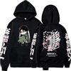 Sybnwnwm Felpa con cappuccio Attack on Titan Levi Ackerman Ali della Libertà Stampa 3D a Maniche Lunghe con Cappuccio, Nero B, XXL