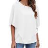 OHXSM Camicetta casual in chiffon da donna Tops Estate Girocollo allentato Manica corta Camicie fluide Top casual da donna T-shirt manica corta con volant Camicette in chiffon tinta unita casual da donna