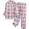 Generisch Pigiama da donna autunno inverno set completo di biancheria da notte baggy a maniche lunghe con collo alto, comodo e caldo, con scollo a V, chiusura a bottoni, set lounge, L