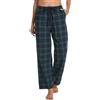Nutria Pantaloni da pigiama da donna in flanella a quadretti in cotone morbido spazzolato PJ Bottoms caldo lounge sonno invernale biancheria da notte con tasche D06B, Verde e blu navy a scacchi, XL