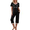 PrinStory Pigiama da donna con maglia a maniche corte e pantaloni lunghi