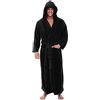 OBiQuzz - Accappatoio da uomo lungo in pile soffice, con cappuccio, pigiama invernale, jumpsuit, tuta in velluto, caldo, casa, morbido, sauna, vestaglia notturna, super morbida, Nero , L