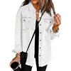 seiveini Giacca di Jeans Donna Maniche Lunghe Camicia Denim A Bianco L