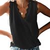 JXXYWYZ Canotta da Donna Senza Maniche con Scollo a V in Pizzo Solido Casual da Donna Top da Donna Cami Canotte Camicie Senza Maniche Larghe Casual Camicetta in Chiffon Incrociato in Pizzo Solido da Donna