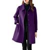 Generisch Cappotto di lana da donna, invernale, caldo, di media lunghezza, elegante, in tweed, antivento, lunghezza al ginocchio, con bottoni, autunno e inverno, O viola, XXL