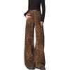 Gienslru Jeans con Leopardo Marrone Chiaro da Donna Pantaloni in Denim da Donna e da Uomo Pantaloni Leopardati Oversize Gamba Larga Pantaloni Street Wear Hip Hop Vintage Casual