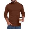 PrinStory Maglia da uomo a maniche lunghe, con scollo rotondo, a collo alto, felpa leggera, marrone, XL