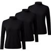 Generisch 3 magliette termiche da donna a maniche lunghe, con collo alto, termiche per l'inverno, calde, slim fit, maglione, elegante, a maniche lunghe, elasticizzate