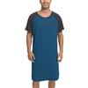 Enjoyoself Maglie Pigiama Maniche Corte Camicie da Pigiama da Uomo in Cotone per Primavera Autunno-Blu/Grigio Scuro/XXL