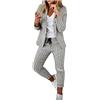 Generico Completo Tailleur Donna Elegante Pantaloni e Giacca da Cerimonia Curvy Blazer a Maniche Lunghe Due Pezzi Elegante Suit Ufficio e Lavoro