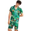 QIYUANT Pigiama Corta Uomo in Raso Estivo Set Due Pezzi Camicia da Notte Maniche Corte con Bottoni e Pantaloncini Elastica Leggero Traspirante Casual Abbigliamento da Casa (Tigre, XL)