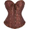 JozAdy Corsetto da donna con stecche, bustino in raso con lacci, cincher in vita, body modellante, taglia grande, Marrone, 3XL