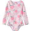 Aisyee Costume da bagno per bambina, a maniche lunghe, per bambini, tinta unita, con volant, costume da bagno per bambini, 6 mesi, 4 anni, Rosa pesca, 2-3 Anni