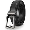 LEACOOLKEY Cintura in pelle da uomo con scorrimento automatico Cintura in pelle automatica a cricchetto per uomo con fibbia automatica, 45.3"，suit pant size 22-36