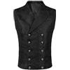 VPQILH Gilet Steampunk Frack da Uomo, Doppiopetto Vest Vittoriano Palazzo Abito Gilet Gotico Uomo Senza Maniche Panciotto con Jacquard, Giacca Steampunk Slim fit Tunica Costumi da Gentiluomo per Carnevale