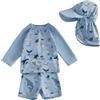 Generico Costume da Bagno per Neonato, Anti-UV, Tuta da Nuoto a Maniche Lunghe e Cappello Bagno Set UPF 5+ Protettivo in Neoprene Solare Muta Surf Swimsuit Spiaggia Mare Piscina, Spiaggia, Immersioni