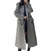 Hecatombic Cappotto Lungo Doppiopetto Elegante Invernale da Donna Cappotto Lungo Invernale Cappotto alla Moda con Risvolto Doppiopetto, Cappotto Lungo a Quadri Bianco e Nero
