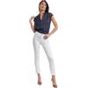 Liu Jo Pantalone WA6255T373A Bianco Taglio Jeans con risvoltini, Dettaglio di Strass sulla Tasca Frontale, Bottone logato. (IT, Numero, 31, Regular, Regular, Bianco Ottico)
