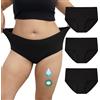 INNERSY Mutande Mestruali Donna Taglie Forti Flusso Abbondante Pacco da 3 | 44-62, Slip Ciclo Mestruale Cotone, Mutandine Assorbenti Lavabili, Intimo Post Parto Vita Alta, Culotte Impermeabile, XL-5XL