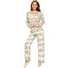 Ksajwzf Pigiama da donna con note musicali vintage a doghe set top a maniche lunghe pantaloni 2 pezzi loungewear pigiameria morbida biancheria da notte