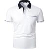 AIOIDI Polo Uomo Manica Corta Colori Contrastanti 100% Cotone Golf T-Shirt con Tasche Reali Bianco L