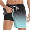 outfit spring Costume da Bagno Uomo, 2 in 1 Pantaloncini da Bagno Compressione Fodera in Rete, Calzoncini da Spiaggia Asciugatura Rapida Traspirante con Tasche e Coulisse Pantalone Corto Mare Surf