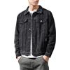 Suncadmious Giacca da Uomo in Denim Elasticizzato Basic Primavera e Autunno Giacca da Lavoro Casual di bell'aspetto Giacca a Maniche Lunghe Giacca Leggera con Tasche (Nero,4XL)