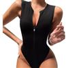BKEPDY Body Donna senza Maniche Zip Frontale Bodysuit Modellante Contenitivo Outfit Estivi Costine Elegante Aderente versatile