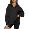 EFOFEI Signora Sweatshirts a Maniche Lunghe col Spalla Cadente Lavoro Casual Nero M