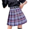 ORANDESIGNE Gonna Corta a Pieghe da Donna Gonna Scozzese Donna Plissettata Gonna Svasata Tennis a Vita Alta Elastica Sottile Minigonne Uniforme Scolastiche A Rose XL