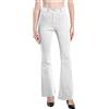 Laphilo Pantaloni da Donna Svasati Effetto Jeans Estensibile Vita Alta Skinny Push up Zampa Elefante Campana in Denim Slim Fit cod.3050 (3XL, Bianco)