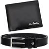 Pierre Cardin Set regalo da uomo portafoglio e cintura elegante 100% pelle naturale minimalista elegante elegante regalo di Natale