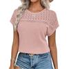 Chicrise Tunica Donna Collo Rotondo Magliette Donna Manica Corta Pieghettata Camicia Elegante Casual Rosa Medio 38-40