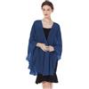 BEAUTELICATE Scialle Donna Elegante per Cerimonia Taglie Forti Chiffon Coprispalle Sheer Stola Donna per Matrimonio Estivo Sposa Abiti (Blu Navy, Taglia Unica)