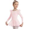 DANSHOW Body da danza classica per ragazze Body da danza a maniche lunghe Body con gonna a rete (bambina/bambina grande)(23823-08-S)