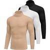 Ekouaer Maglia Termiche da Uomo Invernale Biancheria Intimo Termica a Maniche Lunghe a Collo Alto Nero+Bianco+Kaki XXXL