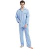 Amaxer Classico Pigiama da Uomo in Due Pezzi,in Cotone,da Notte,a Maniche Lunghe,con Tasche,con Coulisse,Quadrato azzurro02,M