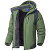 SPOSULEI Giacche da sci da uomo con cappuccio Snowboard impermeabile in pile cappotti antivento invernali impermeabili multi tasche, Verde erba, Medium