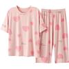 Dndrdhfb Pigiama Estivo da Donna Set Pigiama da Notte al Ginocchio con Stampa Modale da Donna Girocollo Manica Corta 3 Asian M 40-50KG