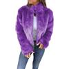 EMUKFD Donne Giacche in Pelliccia Sintetica con Cerniera, Cappotti Invernale alla Moda, Caldi, a Maniche Lunghe, Morbidi e Shaggy, Cardigan da Festa, Viola, XXL