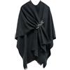 Miaikvs Poncho da donna reversibile oversize scialli elegante lavorato a maglia mantello coperta anteriore avvolgere cardigan sciarpa cappotto per primavera autunno, Nero 2, Taglia unica